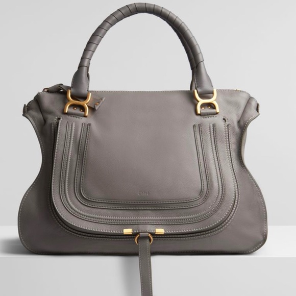 Large Chloe Marcie bag grey cashmere w/ wallet - Picture 1 of 5